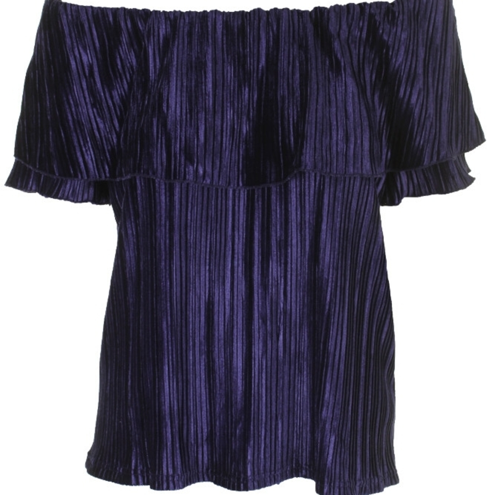 2/$20 Off-Shoulder Pleated Top in Deep Purple
